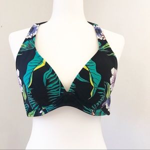 3/$20 Old Navy Black Floral Halter Bikini Top